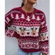 thumbnail image 2 of Suéter de cuello redondo de punto rojo para otoño e invierno, talla S, suéter de mujer con mensaje navideño, 2 of 7