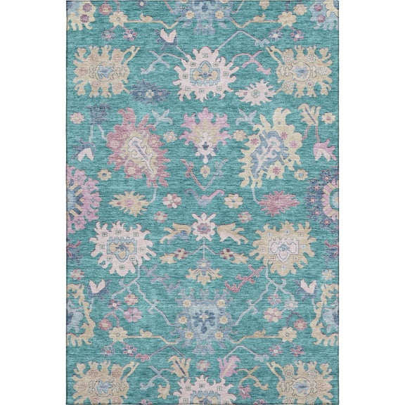 Addison Rugs Mayfield Premium Machine Washable Transitional Global Teal Rectangle Rug, 8' x 10'