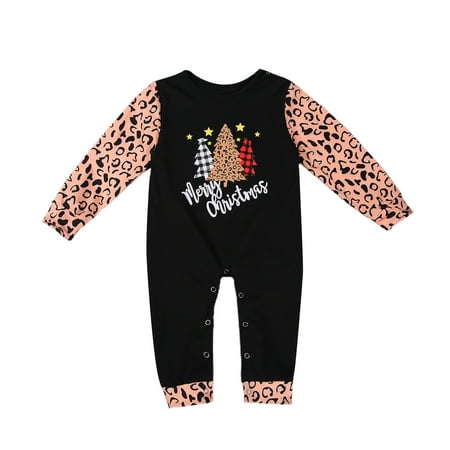 

Christmas Matching Family Pajamas Dad Mom Kid Baby and Pet Cartoon Printed Leopard Sleepwear Homewear