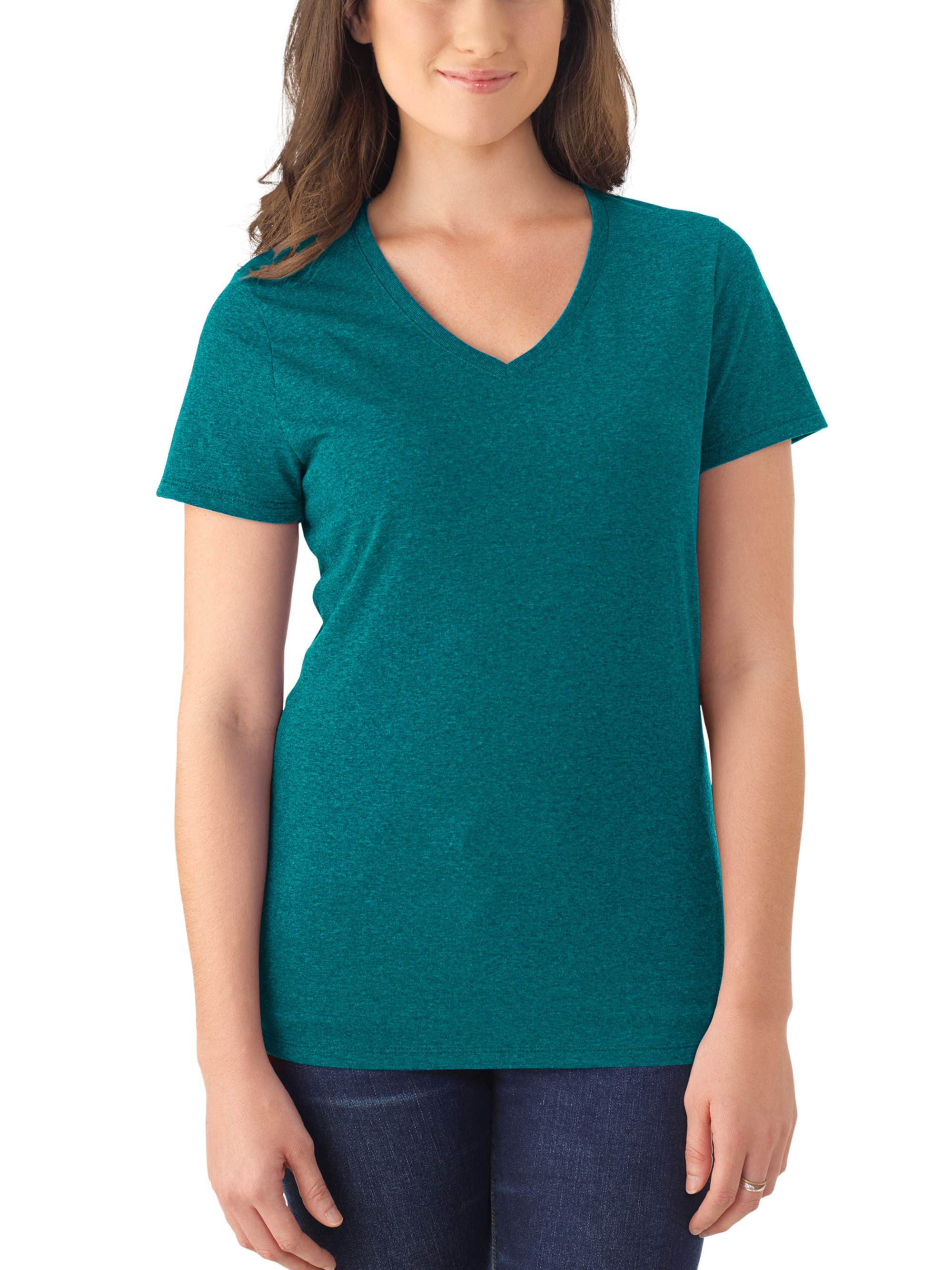 Ladies’ Soft Tri-blend V Neck T Shirt, 2 Pack - Walmart.com