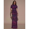 thumbnail image 6 of Purple Tie-Dye Ruched Maxi Dress With Short Sleeve And Round Neck, 6 of 30