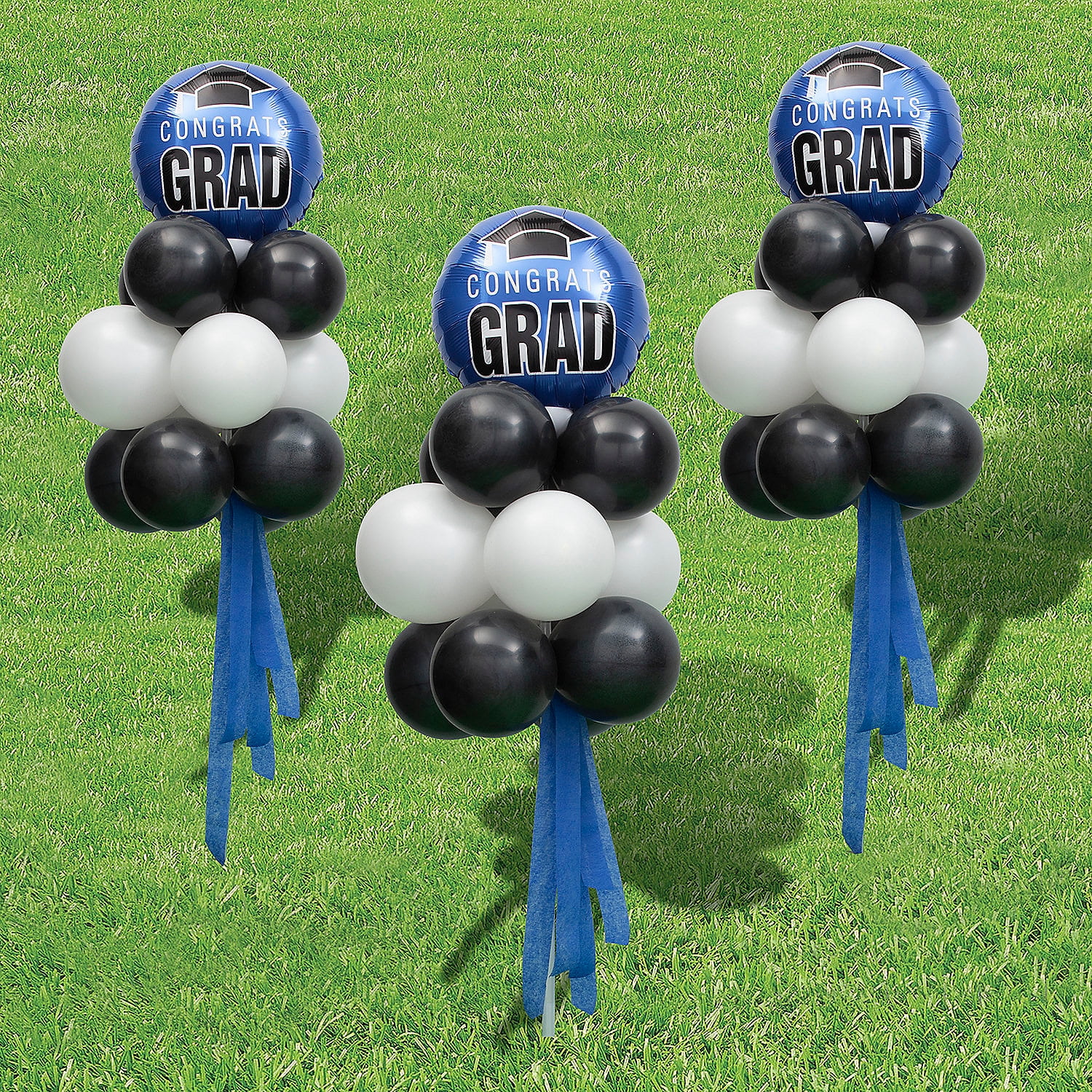 Blue Graduation Balloon Yard Stake Topiary Kit, Party Decor, 55 Pieces