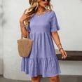 thumbnail image 4 of Admvng Womens Plus Size Casual Tiered Ruffle Dress Short Sleeve Round Neck Textured Summer Everyday & Vacation Dress, 4 of 8