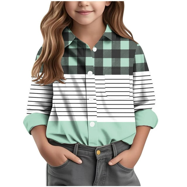 Shirts for Boys Long Sleeve Casual Printing Solid Fashion
