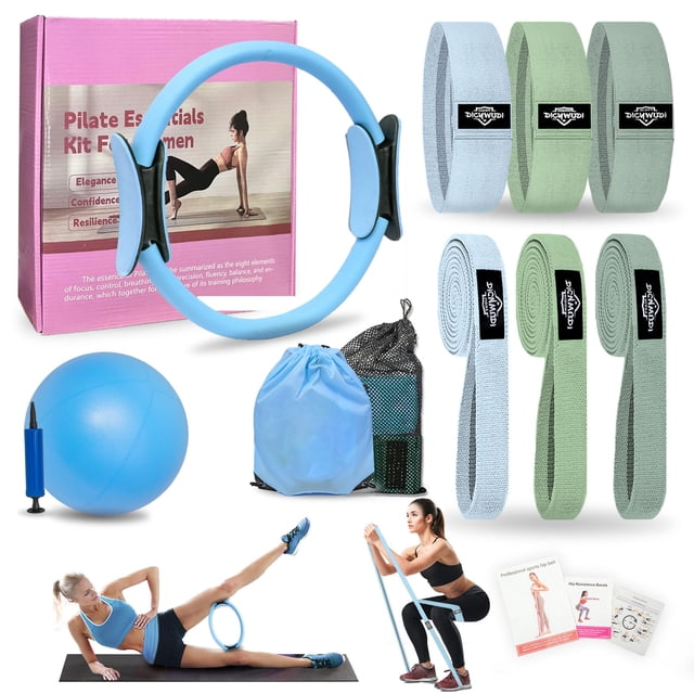 Kit Pilates Essentials DICYWUDI para mujeres hogareñas con 6 bandas