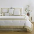 thumbnail image 2 of Chezmoi Collection Caprice 7-Piece Hotel Style Comforter Set Full Size, White/Tan Square Pattern Color Block Bedding with Decorative Pillows, Luxurious Lightweight All Season Bed Set, 2 of 9