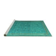 thumbnail image 2 of Ahgly Company Machine Washable Indoor Round Abstract Turquoise Blue Modern Area Rugs, 5' Round, 2 of 4