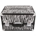 thumbnail image 4 of Cfowner Professional Makeup Train Case, Aluminum Frame Makeup Box with Mirror, Jewelry Storage Organizer, White Zebra, 4 of 7