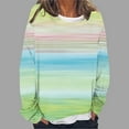 thumbnail image 2 of Staron Chemises à Manches Longues pour Femmes Mode d'Automne Tuniques Amples Col Rond Chic Décontracté Chemise Rayée Colorée Tenue de Bureau Décontractée Hauts de Printemps Cadeaux pour Amies Femmes, 2 of 5