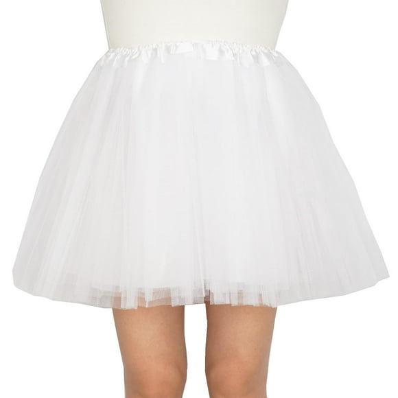 Falda tipo tutú DMLBC para mujeres, adultos y adolescentes, 4 capas, color blanco para Halloween