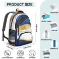 thumbnail image 5 of Blue Gold Marble Backpack for School,Cute School Bag,Schoolbag with Adjustable Shoulder Straps & Padded Back,16.9 Inch, 5 of 5