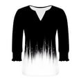 thumbnail image 6 of Womens Printed Shirts Casual Loose 3/4 Length Sleeve T-Shirts Classic Fashion Smocked Cuffs Blouses Top Dressy V-Neck Women's Shirts Summer Clothings, 6 of 7