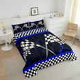 thumbnail image 4 of Erosebridal Checkered Flag Bedding Queen Comforter Set, Blue Geometry Down Comforter, Extreme Sports Decor, Lightweight 3pcs, 4 of 8