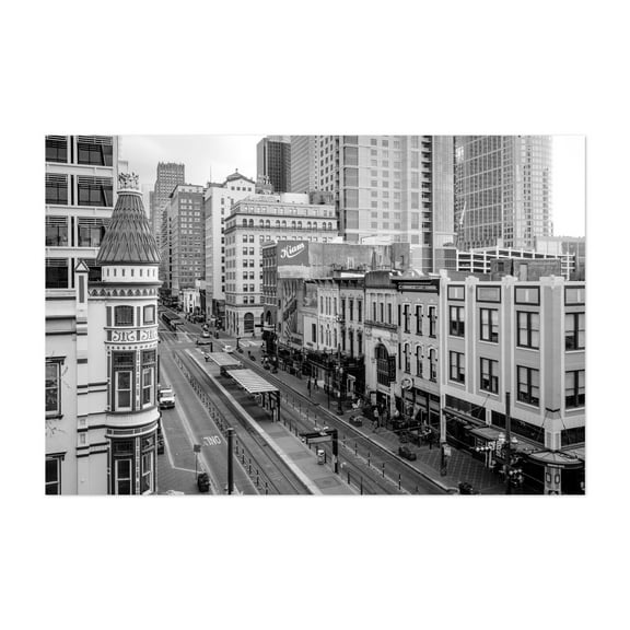 Main Street, Houston 04 B&W - Houston Texas Photography Unframed Wall Art Print 5 x 7 inches