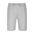 thumbnail image 3 of Men's Linen Summer Casual Shorts Drawstring Elastic Waist Solid Color Loose Lounge Beach Shorts with Pockets, 3 of 5