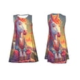 thumbnail image 7 of Lsque Meditating Cute Horse Pattern Summer Dresses for Women – Sleeveless T-Shirt Swing Sundress, Perfect for the Beach and Casual Days, 7 of 7