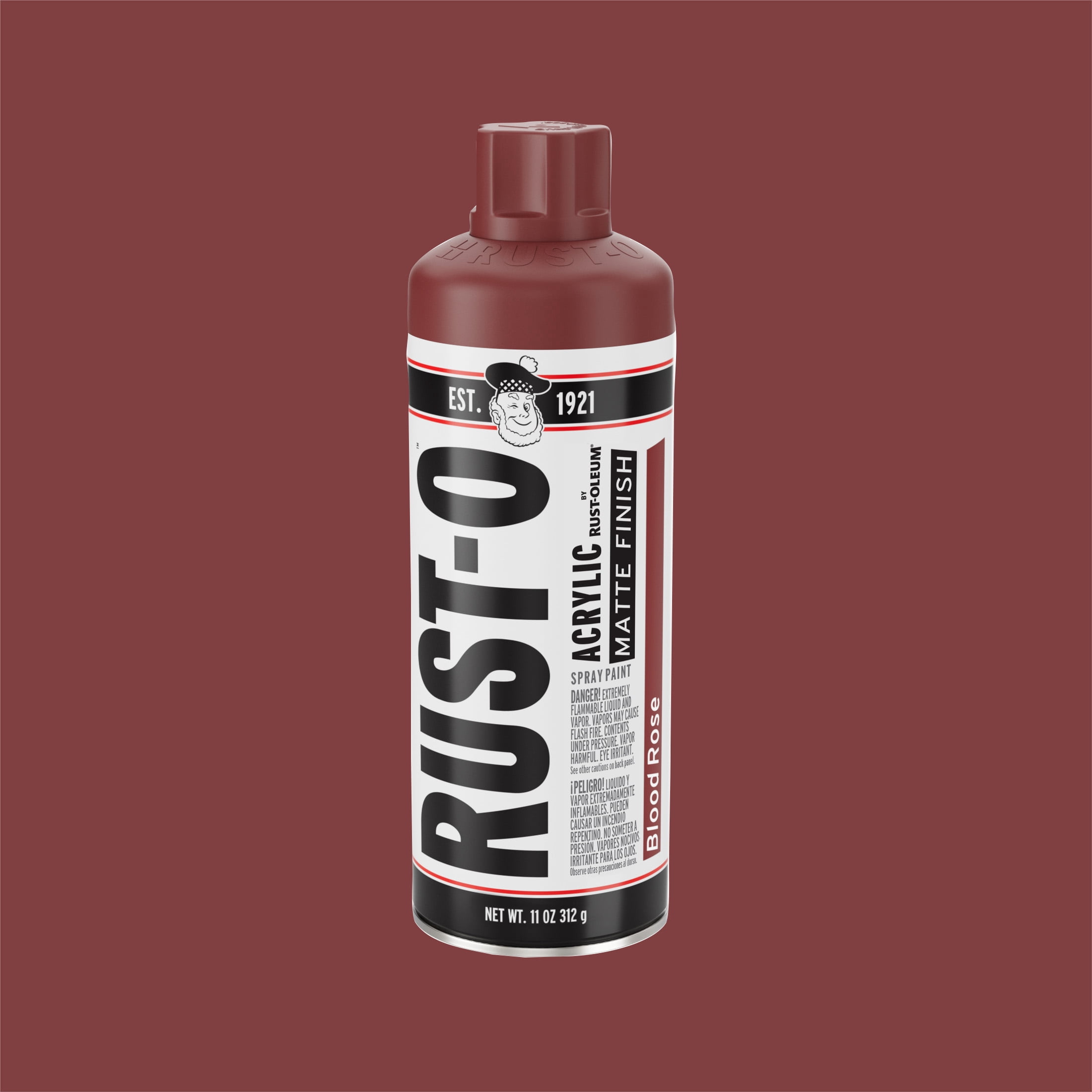 (2 pack) Blood Rose, Rust Oleum Rust-O Acrylic Matte Spray Paint 392217, 11 oz