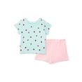 thumbnail image 2 of Wonder Nation Baby Girls Graphic Tee and Shorts Outfit Set, 6-Piece, Sizes 0M-24M, 2 of 7