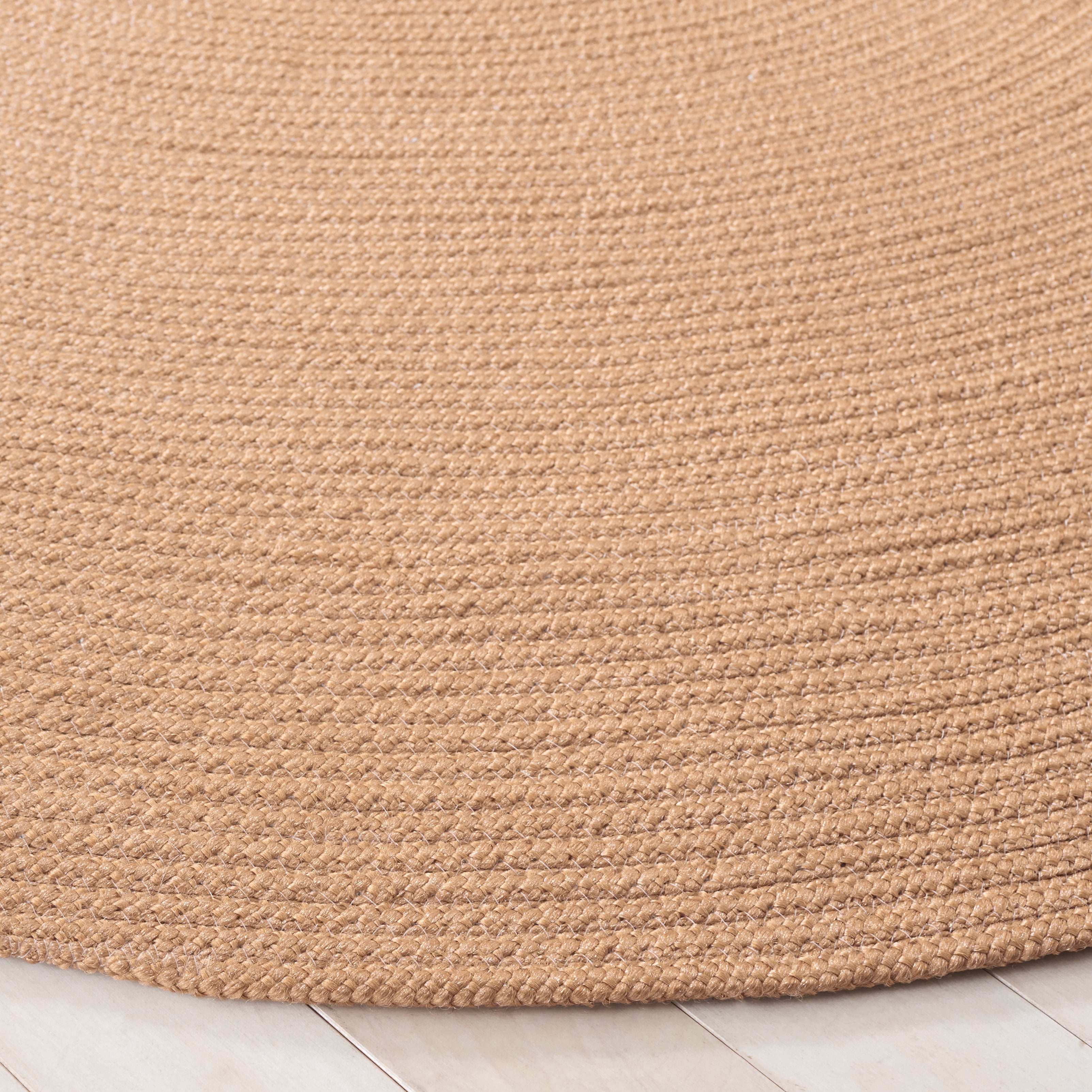 SAFAVIEH Braided Kader Solid Reversible Area Rug, Tan, 3' x 3' Round