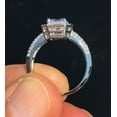 thumbnail image 2 of 3Ct Emerald Cut Lab-Created Diamond Halo Engagement Ring 14K White Gold Plated Sterling Silver, 2 of 3