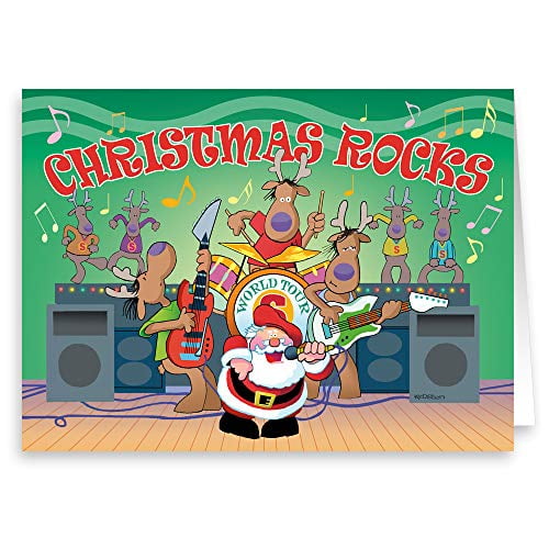 Santa Rock Band Funny Christmas Card 18 Boxed Cards & Envelopes