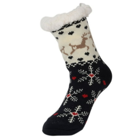 

Women Plush Lining Fuzzy Socks Soft Christmas Slipper Socks Stockings L