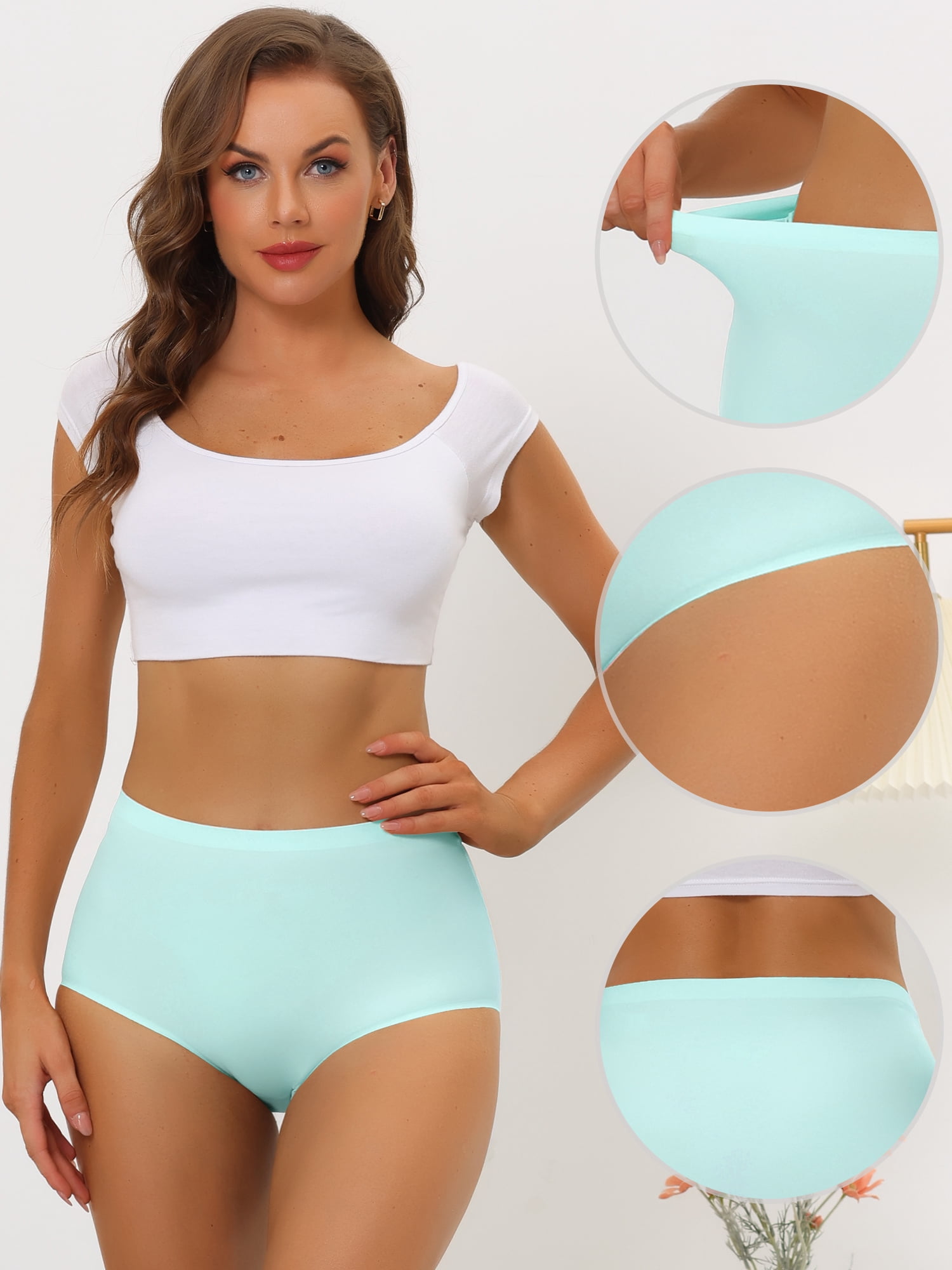 Unique Bargains Women's Elastic High-Waisted No Show Hipster Underwear Light Blue M
