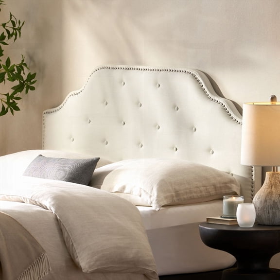 Solid Wood Queen Headboard Featuring Tufted Upholstery, Durable Metal Legs, Adjustable Height & Nailhead Trim for a Modern Bedroom