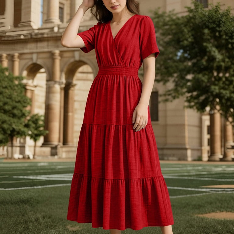 a line tunic dress Gakvbuo Tunic Dress For Women A-Line Dress Zipper V-Neck Solid Color Casual 3/4 Sleeve Fall Dress With Pocket, Women's, Size: XL, Black