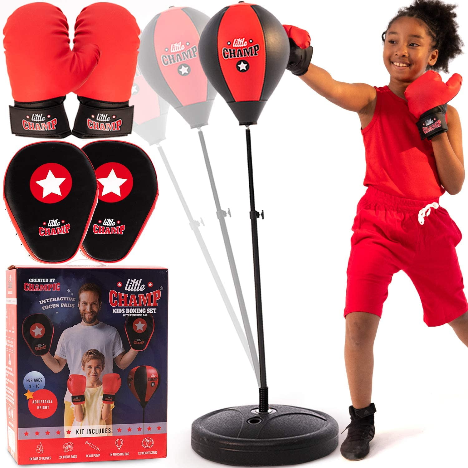 Punching Bag for Kids 310 Easy to Assemble +Boxing Gloves +Focus Pads