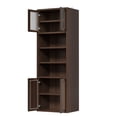 thumbnail image 6 of S-HOME 71” Tall Kitchen Pantry Cabinet Anti-Tip Organizer with Open Shelves and Rattan Doors Extra Deep 15.8 Inch for Storage Solutions, Brown, 6 of 10