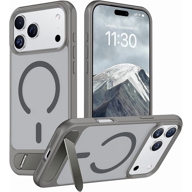 Funda Delgada Mate con Soporte Oculto para iPhone 17 Pro Max 6.9", Negro