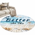 thumbnail image 2 of Life Is Better At The Beach Round Living Room Rugs 3.3 ft, Ocean Starfish Plank Washable Area Rug with Non-Slip Sturdy Edge Binding Round Front Door Mat Floor Carpet for Entryway, 2 of 9