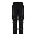 thumbnail image 5 of ZQUUVOU Men's Casual Slim Fit Punk Gothic Pockets Patch Buckle Zipper Pants Trousers C-Black, 5 of 6