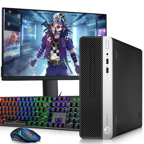 Restored Prodesk G4 Gaming SFF PC | i5-8th Gen Processor | AMD Radeon RX 550 | 8GB DDR4 RAM | 512GB SSD | WIFI | RGB Keyboard & Mouse | 22" LED Monitor | Windows 11 Pro Desktop (Refurbished)