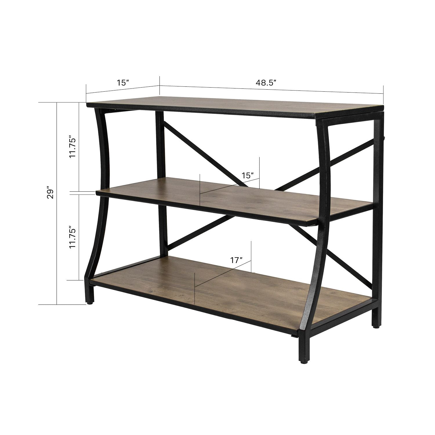 Aquatic Fundamentals Metal + Wood 40/55 Gallon Rustic Gray Aquarium Stand