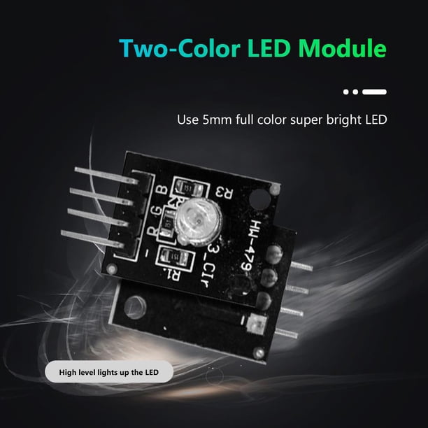 HW-479 3.3V 5V 5mm KY-011 PCB Módulos de sensor LED RGB de doble color Negro Likrtyny Componentes de la computadora