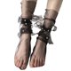 thumbnail image 1 of Calcetines tobilleros holgados, transparentes, ultrafinos, vintage, con lazo, cinta dulce, perlas de imitación, cuentas, malla transparente, medias sueltas de tul, 1 of 4