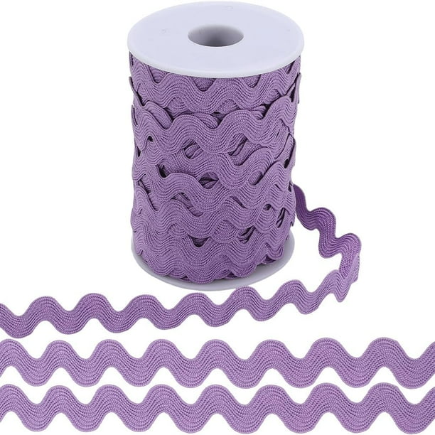 Cinta ondulada flexible de 25 yardas x 10 mm, cinta RIC, flecos ondulados, cinta de encaje zigzag azul violeta, cinta trenzada en zigzag