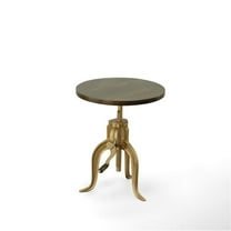 HomeRoots 493239 19 in. Gold & Elm Solid Wood Round End Table