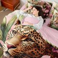 thumbnail image 4 of Homewish Kawaii Rustic Cheetah Twin Bedding Sets 7-Piece for Teen, 3D Woodland Wildlife Bedding Comforter Set, Pink Floral Reversible Sheet Sets, Ultra Soft Bedroom Decor, 4 of 7