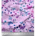 thumbnail image 1 of Soimoi Purple Crepe Silk Fabric Leaves,Floral & Butterfly Printed Craft Fabric by the Yard 42 Inch Wide, 1 of 1