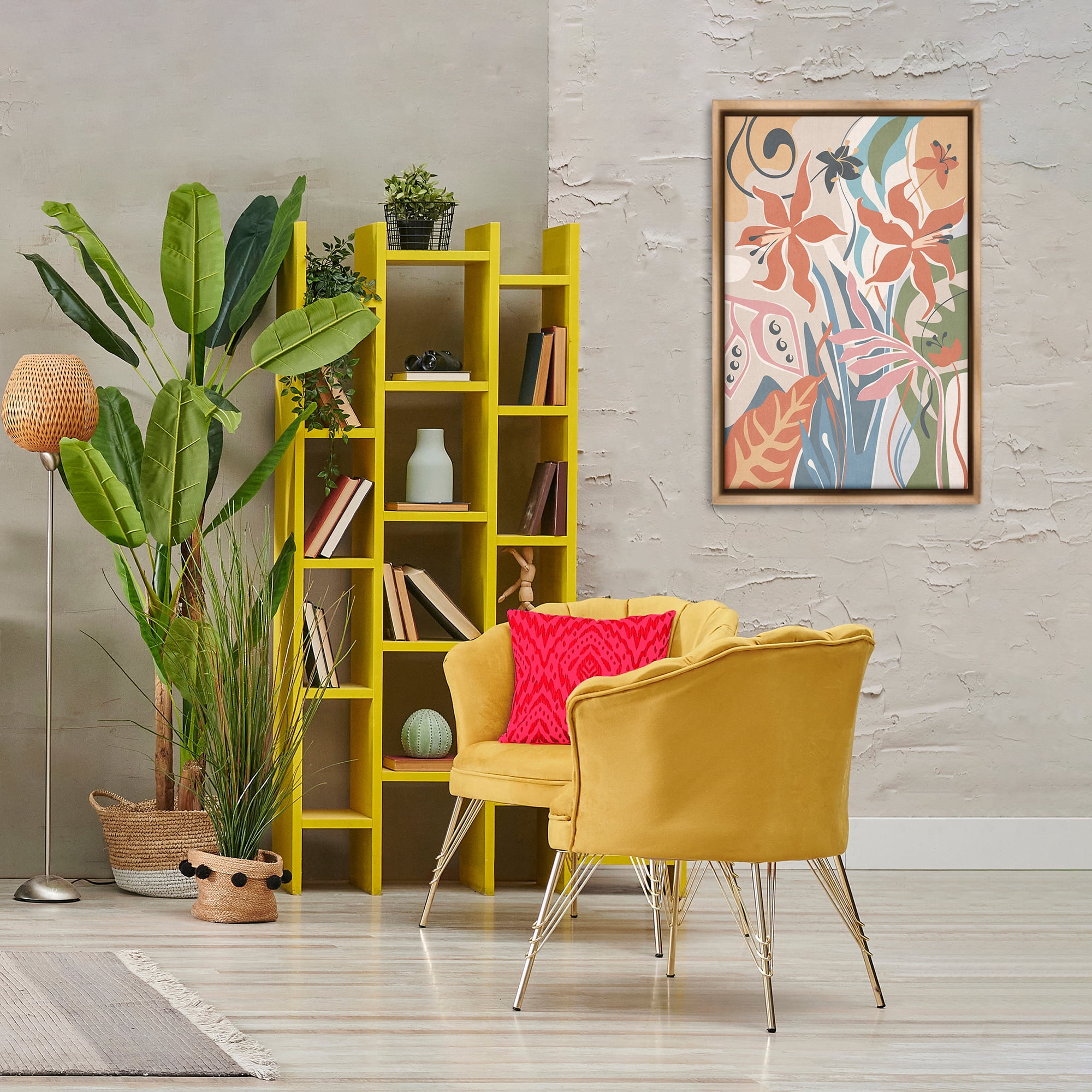 Stupell Industries Neutral Whimsy Florals Plants & Flowers Painting Brown Floater Framed Canvas Art Print Wall Art, 21 x 31