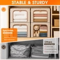 thumbnail image 3 of 4 Pack 66L Clothes Storage Bins with Metal Frame, Foldable Organizer Box with Clear Window and Handles for Closet, 20x16x13 inch, Beige, 3 of 7