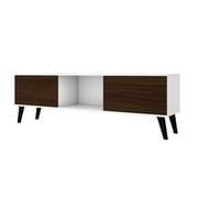 Manhattan Comfort Doyers Wood TV Stand for TVs up to 60 in White/Nut Brown