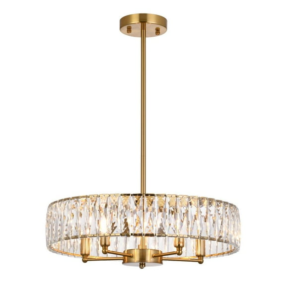Bethel International Chandelier Gold Metal & Crystal