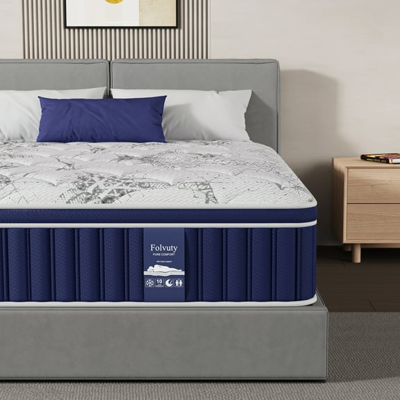 FOLVUTY Mattress Queen 12 Inch Hybrid Mattress Cooling Gel Memory Foam Mattress with Chill-Touch Fabric Top in a Box,Pressure Relief,CertiPUR-US