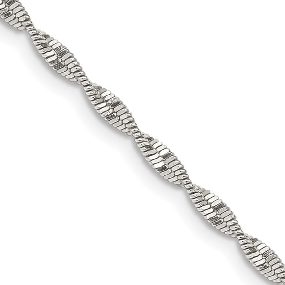 925 Sterling Silver Herringbone Chain Styles Necklace 2 mm Twisted 16 inch
