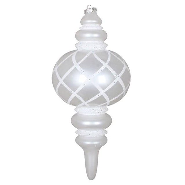 Vickerman MT198911D Ornement Candy Glitter Net Finial Blanc 13 Po.