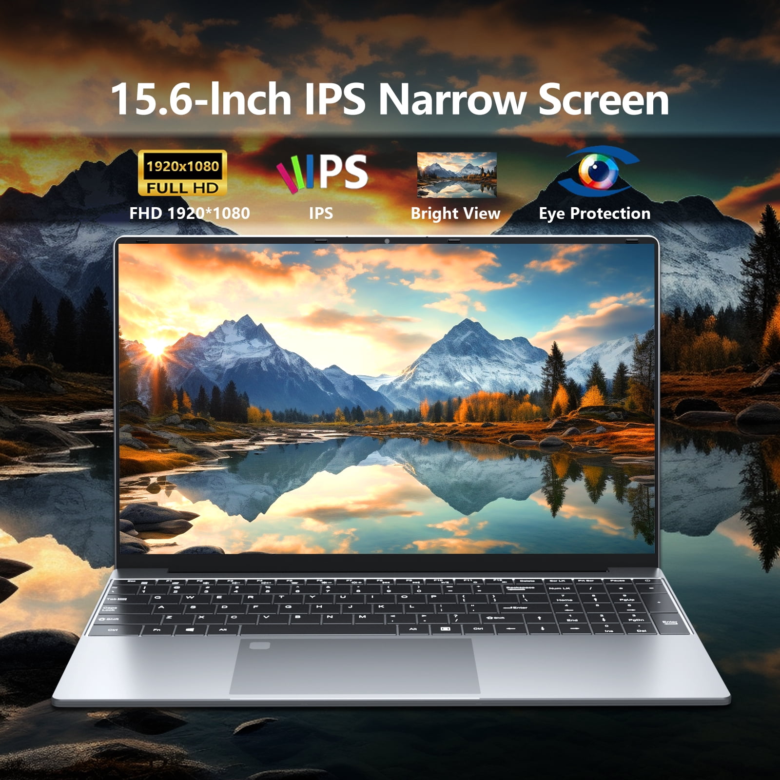 KUU 15.6" Laptop, Windows 11 Pro Laptop Computer, AMD Ryzen 5-7430U, Up to 4.3GHz 16GB DDR4 512GB SSD, Backlit, Fingerprint, Silver